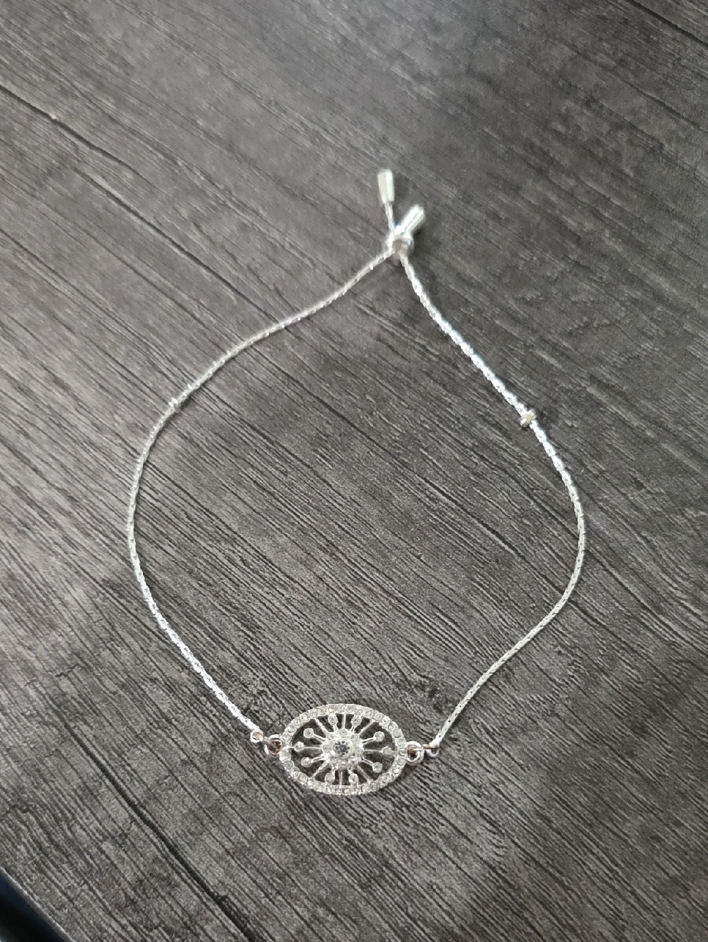 Silver-Tone Filigree Oval Slider Bracelet